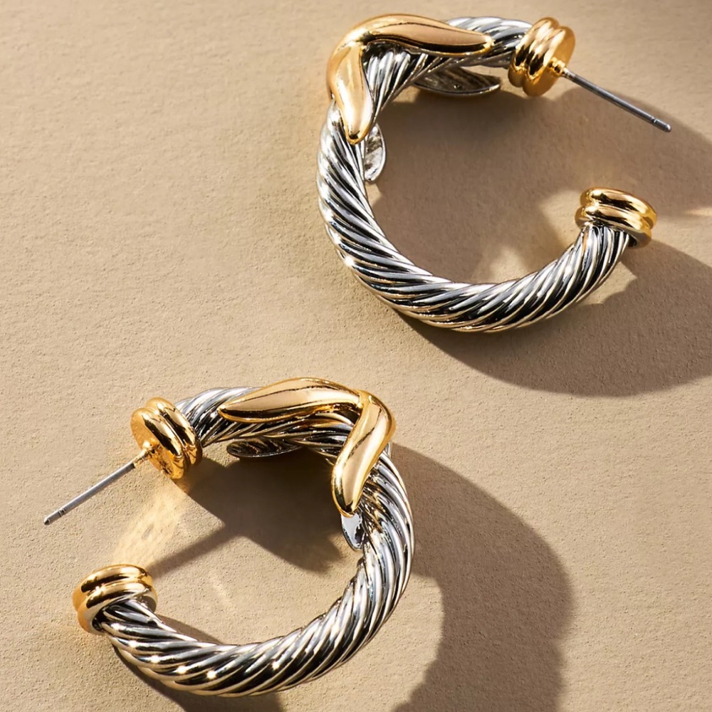 Anthropologie Gold and Silver Hoop Earrings